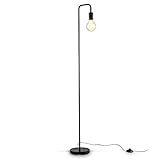 B.K.Licht - Stehlampe - schwarze retro Stehleuchte mit Fußtaster - E27 Fassung - ohne Leuchtmittel - 140cm Höhe