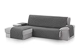 Textil-home MALU Chaise Longue Sofa Bezug, Schutz für Linke Arm Gesteppte Sofas - sofaueberwurf L Form - Größe -240cm. Farbe Grau (Vorderansicht)