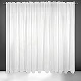 Eurofirany Lucy Voile Gardine Vorhang mit Kräuselband - 1 STK. Transparent Gardine Leinenoptik Durchsichtig Einfarbige für Schlafzimmer Wohnzimmer Kinderzimmer, 350x250cm, Weiß