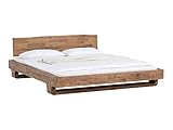 Woodkings® Holzbett Sendai 180x200 Akazie gebürstet Holz rustikal mit Baumkanten - Holzkopfteil Schlafzimmer Möbel massiv Design Doppelbett Ehebett Balkenbett Echtholzmöbel