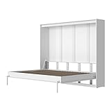 SMARTBett Schrankbett Classic mit Gasdruckfedern 160x200cm Horizontal Weiss | Wandbett, Wandklappbett fürs Gästezimmer, Büro, Wohnzimmer, Schlafzimmer