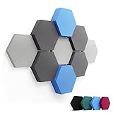 FENNEXT ® Velvet Schallabsorber Wand - Dekorative Hexagon Akustikpaneele für Gaming, YouTube Studio, Büro - 9x 3D Wandpaneele BLUE LIGHT