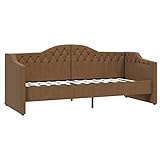 Susany Tagesbett Schlafsofa Bett Bettgestell Gästebett Sofabett Bettsofa Einzelbett Schlafsessel 2 USB-Ausgängen,Couch Bettcouch Stoffsofa Schlafcouch,Stoff,Kiefernholz,Braun,213,5x97x72cm(LxBxH)