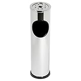56 cm Standaschenbecher Ø 14,5 cm Edelstahl Standabfalleimer Standabfallbehälter Aschenbecher Windaschenbecher für Eingangsbereich draußen Stehaschenbecher Mülleimer mit Papierkorb