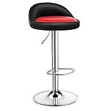 GIZNXBA Barhocker Mit Lehne, Barstuhl Höhenverstellbar, PU Leder Gepolstert Tresenhocker Küche Mit Fußstütze, Drehbar Bistrohocker Hocker Für Bar, Esszimmer (Color : /Red)