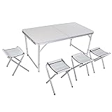 Orenic Tragbarer Klapptisch, Outdoor-Tisch Mit 4 Stühlen, Klappbarer Tisch Für Picknick, Camping, Küche, Esszimmer, Garten
