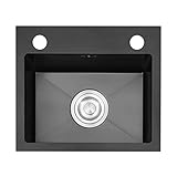 Küchenspüle Schwarz Nano Spüle 304 Edelstahl Spüle Balkon Spüle Berg Und Unterbau (Color : Schwarz, S : 35 * 30CM)