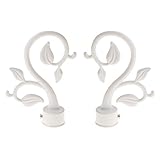 Inzopo Endstücke für Gardinenstangen aus Aluminiumlegierung, 2 Stück, 28 mm Blatt, Weiß