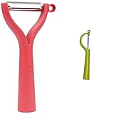 TUPPERWARE D119 Universalschäler Schäler rot Sparschäler Spargel, 14 cm & Obstschneider, Kunststoff, Grün