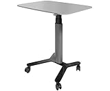 ESMART EAX-131 BG 90 x 60 cm Hellgrau Ergonomischer Steh-Sitz-Pult-Schreibtisch Stufenlos elektrisch höhenverstellbar 65-130 cm mobiles Stehpult rollbar