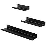 EUGAD Wandregal 3er Set, Regal für Wand, Hängeregal aus Metall, Schweberegal Industrie-Design, schwebendes Regal für Wohnzimmer Küche, schwarz