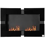 HOMCOM 3L Ethanol-Kamin Feuerschale Wandkamin 3Std. Bio-Ethanol Kamin 20-25m² Wärmedeckung mit Löschhilfe Indoor Metall Schwarz 90 x 18 x 60 cm