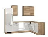 NJDT Eck Küchenzeile L Form Eckküche Winkelküche ohne Geräte Einbauküche 280x170 weiß