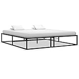 vidaXL Bettgestell Bett Metallbett Schlafzimmerbett Doppelbett Bettrahmen Ehebett Lattenrost Schlafzimmermöbel Schwarz Metall 160x200cm