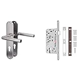 Alpertec Edelstahl Conte — Langschild Arnitur verschiedene Ausführungen, 28015510 & KOTARBAU® Einsteckschloss 72/55mm DIN Rechts Profilzylinder Schloss Türschloss mit Gegenplatte Verzinkt Stahl