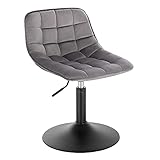 WOLTU 1 X Verstellbarer Sitzhocker Stuhl Arbeitshocker Bürohocker Esszimmerstuhl Schminkhocker Kommerzieller Shop Mehrzweck 360° Schwenken Samt Dunkelgrau Sitz 38-49.5cm Hoch