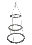 Spetebo 3-teiliger Rattan Deko Kranz - Ø 50 cm/grau - mit Kette zum hängen - Holzkranz Deckenkranz Weidenkranz