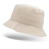 Colours & Beauty Fischerhut Mädchen Bunte Baumwolle | Mädchen Hut | Sonnenhut für Jungen | Strandmütze für Mädchen | Sommerhut für Kinder | Safari Hut | Bucket Hat, beige, 48
