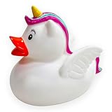 BUSDUGA 4099 Badeente –Einhorn – Quietscheentchen Alihorn- Badespielzeug 9,5x8,5x6,5cm