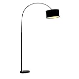 MUZIZY Stehlampe, mit Marmorsockel, verstellbarer Lampenschirm für Stehleuchte, moderne Bogen-Stehlampe, für Schlafzimmer, Wohnzimmer oder Büro, Stehlampe (Farbe: Schwarz) Happy Many Times