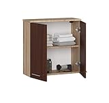 ADGO FIN W60 Hängender Badezimmerschrank 60x60x22,5cm, Badezimmerschrank mit 2 Türen, Hängeschrank, Wandschrank, Badezimmer, Badmöbel, Badezimmermöbel, Aufbewahrungsschrank, Badschrank (Sonoma/Wenge)