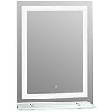 kleankin LED Badspiegel Badezimmerspiegel mit Beleuchtung Glas-Ablage 22W 70x50cm