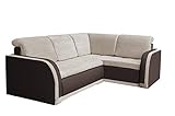 mb-moebel Ecksofa Sofa Eckcouch Couch mit Schlaffunktion und Bettkasten Ottomane L-Form Schlafsofa Bettsofa Polstergarnitur - VERO III (Ecksofa Rechts, Beige + Braun)