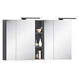 Lomadox Badmöbel Spiegelschrank 140 cm in anthrazit, B/H/T: ca. 140/80/16 cm