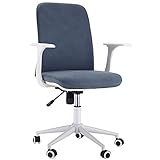 Vinsetto Bürostuhl mit Wippenfunktion Home-Office-Stuhl höhenverstellbarer Schreibtischstuhl ergonomisch 360°-Drehräder Schaumstoff Metall Kunststoff Hellblau 61 x 55 x 90-98 cm