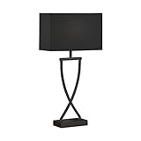 Fischer & Honsel|Tischleuchte, Anni|sandschwarz|Stoffschirm|schwarz chintz innen goldfarben|L: 27,00 cm, B: 12,00 cm, H: 51,00 cm|mit Schnurschalter|1x E27 max. 40,0 Watt|50639