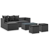 Festnight Lounge Gartenmöbel Set Rattan 4-tlg. Verstellbares Ecksofa,Gartenlounge Polyrattan,Lounge L Form Rattan,Balkonmöbel Lounge Kleiner Balkon,Schwarz mit Auflagen Ecklounge Gartensofa Rattansofa