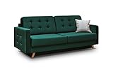 mb-moebel Schlafsofa Kippsofa Sofa Samt mit Schlaffunktion Klappsofa Bettfunktion mit Bettkasten Couchgarnitur Couch Sofagarnitur - Carla (Dunkelgrün)