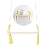 Cabilock Lagerregale Regale Für Die Lagerung Wandmontiertes Makramee-Hängeregal Wandmontiertes Holzregal Rustikales Schwimmendes Regal Seil Schwimmendes Regal Hölzerne Gelbe Quaste