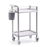 FLYIFE Bewegliche Sackkarren Zur Aufbewahrung, Bewegliche Küchenwagen, Abs-Schönheitssalonwagen Mit Schmutzeimer, 2, Rollwagen Mit Universal-Bremsrad/White/2 Tier