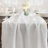 100%Mosel Musselin Dekostoff, in Offwhite (48 cm x 5 m), 66 g/m², sehr dünner Tischläufer, zarte Tischdeko für Geburtstage & Hochzeiten, Tischband als Bunte Dekoration zu besonderen Anlässen