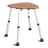OQHAIR Badehocker, Badezimmermöbel, Toilettenhocker, metallischer, fächerförmiger Bambus-Badesitz, Duschstuhl für Schwangere Frauen, alte Menschen