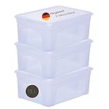 Novaliv 3x Aufbewahrungsboxen mit Deckel 13L transparente Boxen stapelbare Nestbar Storage boxes mit Clipverschluss Kunststoff BPA-frei 41x34x10 cm