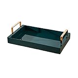 Tablett für Frühstück Tablett servierendes Tablett mit Griff rechteckig Tablett dekorative Tablett Couchtisch-Frühstücksbehälter-Arbeitsplatte Dekor grün Tablett Serviertablett