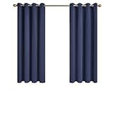 Topfinel Vorhang Blickdicht Gardinen mit Ösen Thermovorhang Kälteschutz Vorhänge Dunkelblau 2er-Set 140x160 cm Blackout Curtain