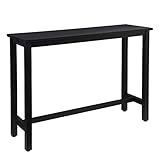 WOLTU BT30sz 1x Bartisch Bistrotisch Stehtisch Esstisch, Metallgestell, Tischplatte aus MDF, Schwarz, 140x40x100cm(BxTxH)