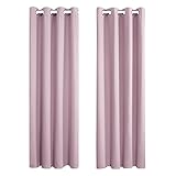 Amazon Brand - Umi 2 Stück Gardinen Vorhänge Verdunkelung Vorhang Blickdicht mit Ösen Wohnzimmer Gardinen Kinderzimmer Schlafzimmer 229x117cm(LxB) Hellpink