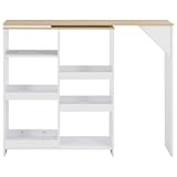Wakects Bartisch, Aufbewahrungstisch, natürlicher Tisch, weiß, für die Küche, zu Hause, für den Haushalt für Erwachsene