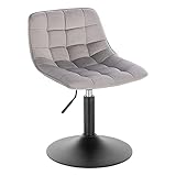 WOLTU 1 X Verstellbarer Sitzhocker Stuhl Arbeitshocker Bürohocker Esszimmerstuhl Schminkhocker Kommerzieller Shop Mehrzweck 360° Schwenken Samt Hellgrau Sitz 38-49.5cm Hoch