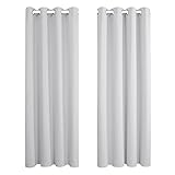 Amazon Brand - Umi 2 Stück Gardinen Vorhänge Lichtundurchlässig Vorhang Blickdicht mit Ösen Wohnzimmer Schlafzimmer Stores Küche 180x140cm(HxB) Grau Weiß