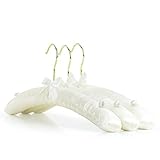 Hangerworld 10 Qualitative 43cm Kleiderbügel mit Satinbezug und Knöpfen Elfenbein Sanft gepolstert