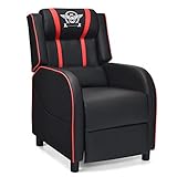 GIANTEX Relaxsessel Fernsehsessel Kunstleder, Gamingsessel Kinosessel mit Liegefunktion, Sessel modern mit Fussteil, Ledersessel Polstersessel mit Lendenwirbelkissen, Einzelsofa für Fernsehen (Rot)