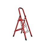 3-stufiger Tritthocker, zusammenklappbar, mit Schwamm-Armlehne und Anti-Rutsch-Pedal, für Erwachsene, für Zuhause, Küche, Speisekammer, Büro