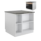 Vicco Kücheninsel Küchenblock Einbauküche Fame-Line Weiß Schwarz Eiche 90 cm modern Hochglanz Küchenschränke Küchenmöbel