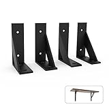 SPOROOT Regalhalterung, Schwarz Metall Regalwinkel 75 x 100 mm, Regalträger Winkel für Regale, Winkel Regal Schwimmenden Regal L Klammern 4Pcs