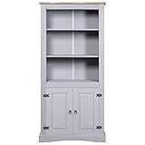 ZHOUMIN Buffetschrank, Esszimmermöbel, Küchenvitrine, Buffets, Vitrinenschrank, Küchenschrank, Mexiko-Stil Kiefer Corona Grau 80 x 40 x 170 cm